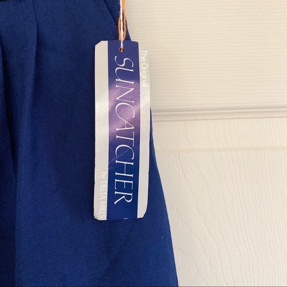 NWT Vintage Pleated Blue Knee Length Skirt - Picture 4 of 7